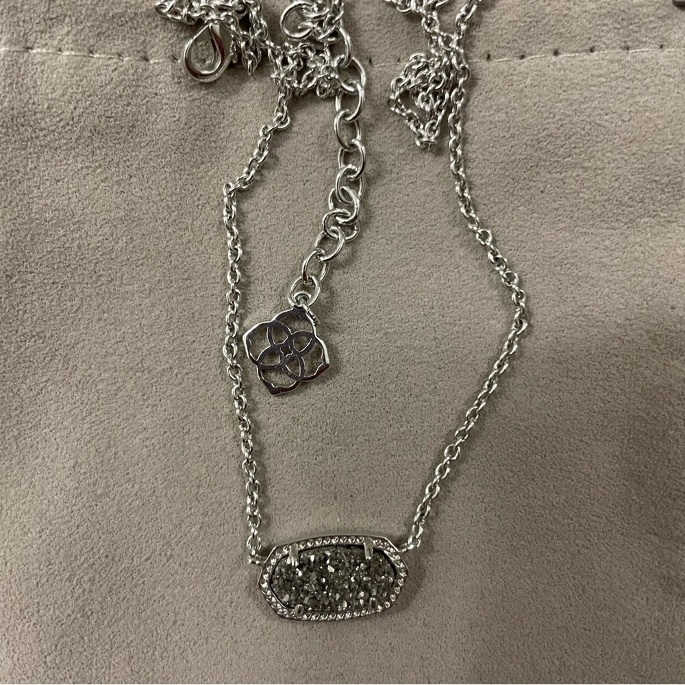 Authentic Kendra Scott Silver Sparkle Stone Necklace